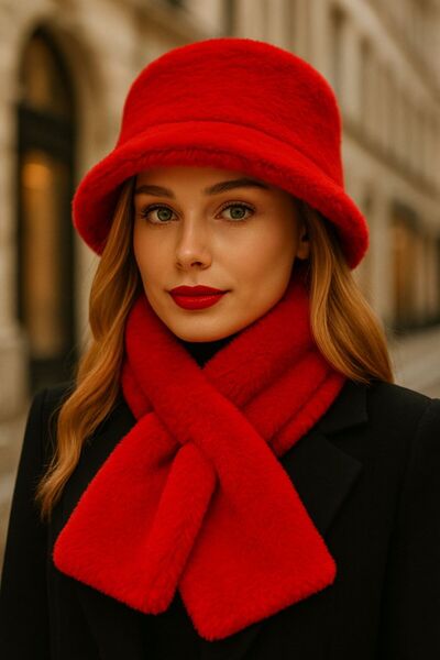 mrcans Premium Imported Plush Scarf and Beanie Set Warm and Soft Warm Winter Wear