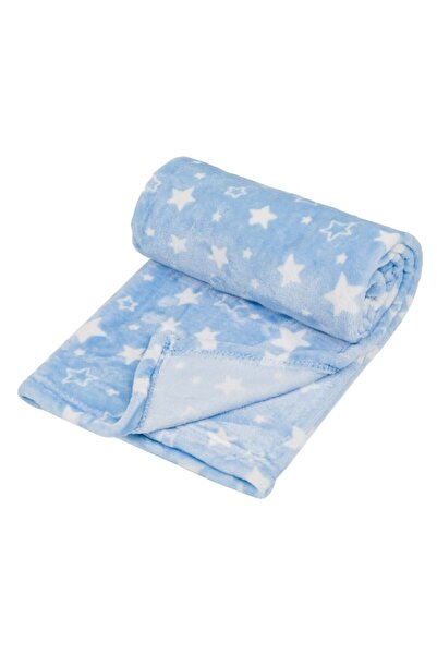 OEM Velvety Baby Blanket White Stars Sky Blue 140x100 cm