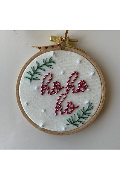 DEAR HOME Ho ho ho yulbaşı temalı nakış kasnak pano ağaç süsü