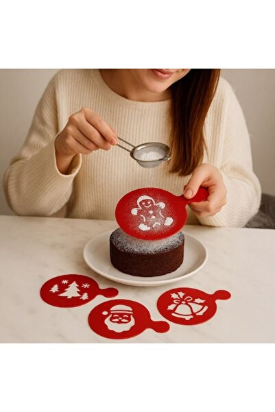 OEM Cookie Decorating Stencils, Red, Set of 4, 8 cm, 4 Designs