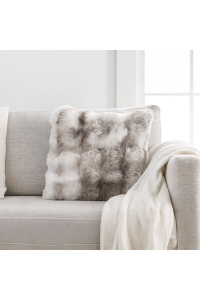 OEM Decorative seat cushion beige ecru faux fur with embossed pattern 40x40 cm