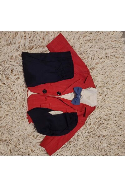 Handmade Minis Boutique Handmade Minis Boutique baptism costume, navy blue with red, 0-3 months