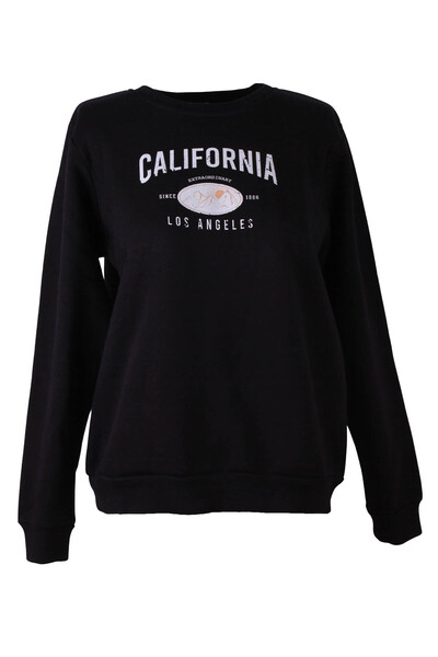 trender 26Kl71S95005 Black Women's Sweatshirt California Printed