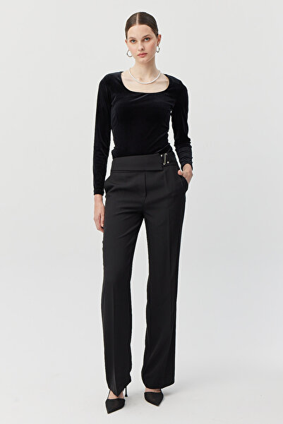 PAULMARK Pantaloni largi cu curea pentru femei