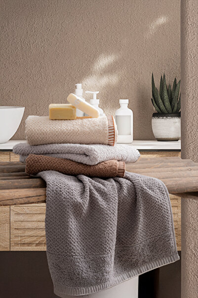 TICOTTO Mira 50×85 cm 100% Cotton Towel Set – 4 Pieces, Highly Absorbent, Hand and Face Towels