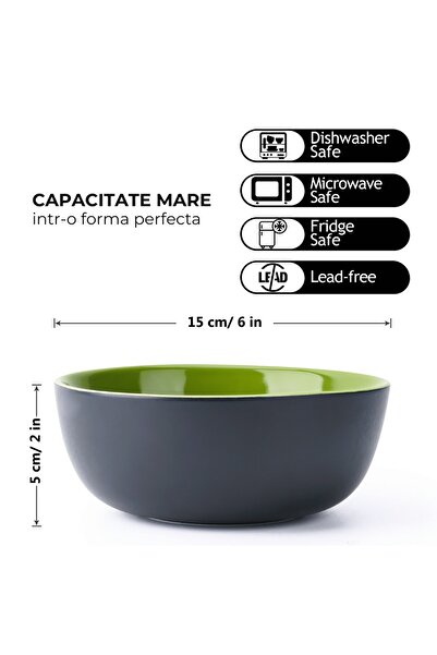 MIAMIO Set of 6 Ceramic Bowls, Le Papillon Collection, Multicolor, 600 ml