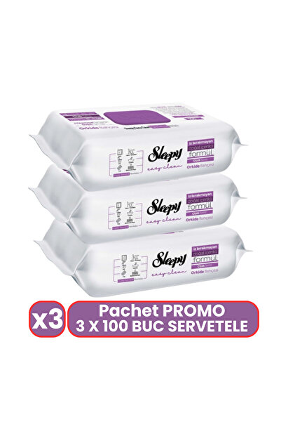 Sleepy Pachet Promo 3 X 100 Buc Servetele Umede Orchid Garden Otet Bicarbonat