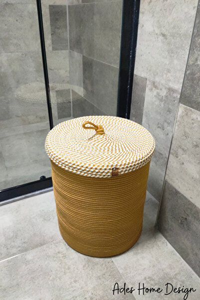 ADES HOME DESİGN Jute Laundry Basket, Dirty Basket, Toy Basket, Lid Basket, B...