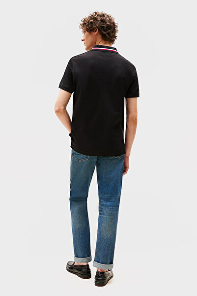 Tommy Hilfiger Mens Black Regular Fit Signature Collar Polo Shirt