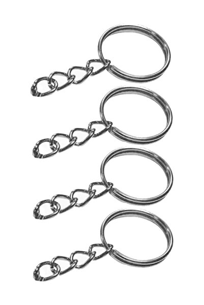 Bundeba Silver Colored Hard Metal Chain Keychain Ring 3 Cm 10 Pieces
