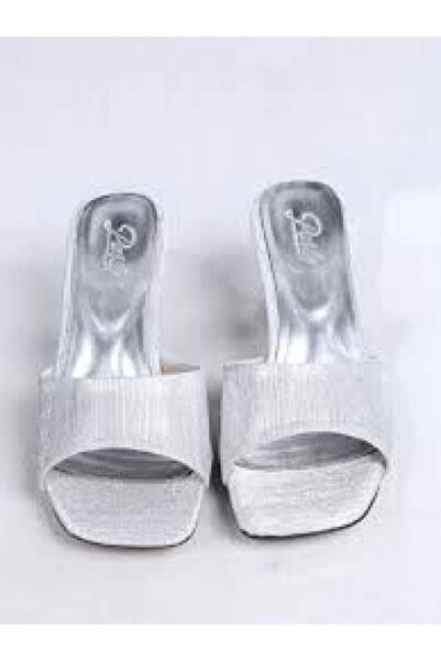 ZENGEZUR MALL Mtxdpn Luart Silver Glitter Heeled Slippers (232753) (Size: 36)