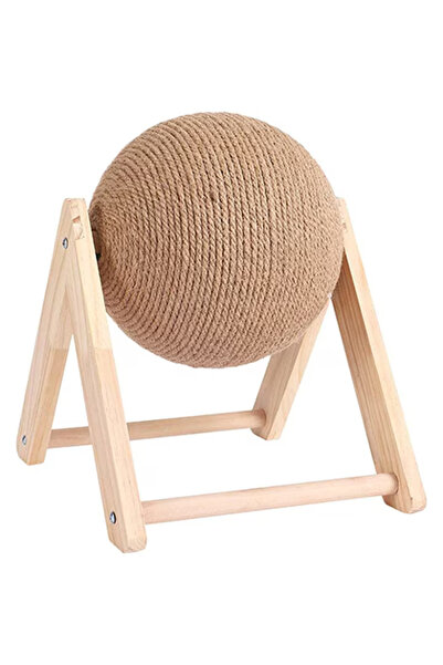 OEM Cat Scratching Toy, Rotating Sisal Ball, Wooden Stand, 12/16/20 cm – For All Sizes