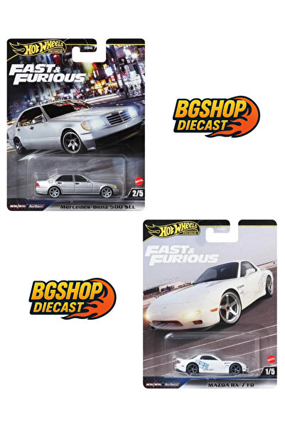 HOT WHEELS Premium Fast And Furious Mercedes Benz 500 SEL - MAZDA RX-7 FD (2li Set)