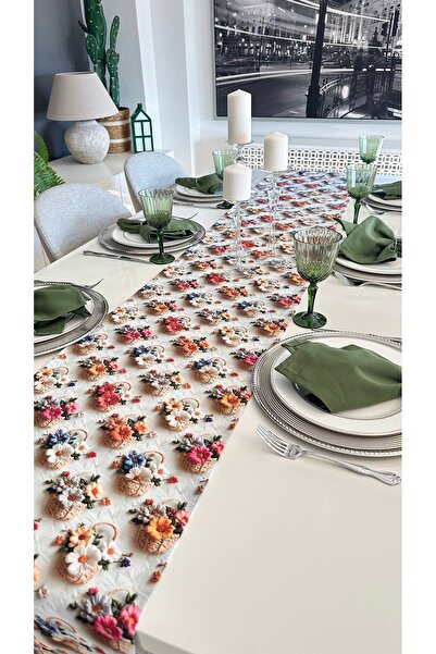 Decamor home 3D Floral Patterned Colorful Runner Stain Resistant Liquid Proof