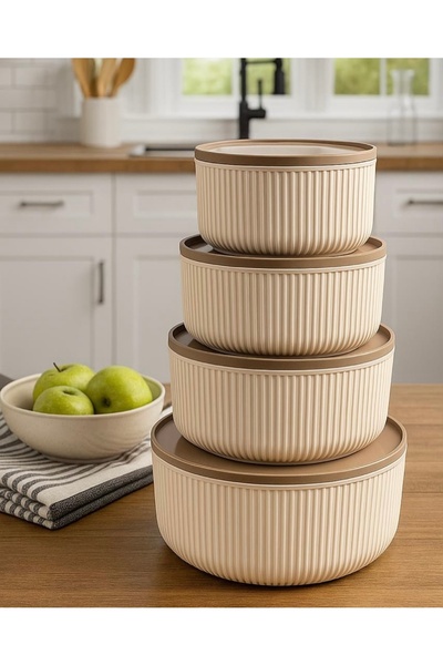 BULUT 4lü çizgili yuvarlak saklama kabı