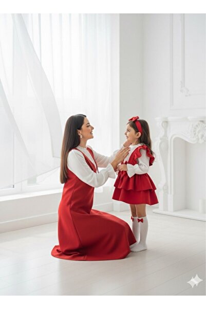 TREND NATURAL Mother Daughter Stylish Matching Outfit Mother Cardigan and Shirt