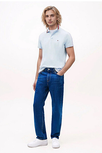 Tommy Hilfiger Mens Light Blue Regular Fit Signature Collar Polo Shirt