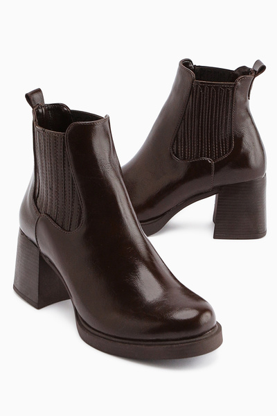 Limoya Marya Brown Elastic Women's Heeled Boots