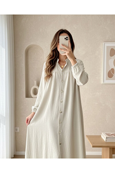 MissRunin Chief Collar Buttoned Linen Tunic