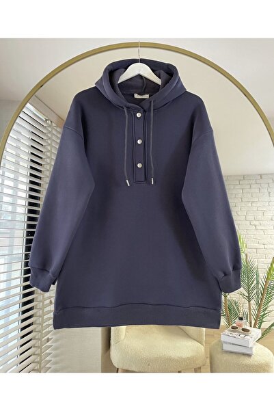 PALMİYE GİYİM Kapüşonlu Çıtçıtlı Sweatshirt-Antrasit