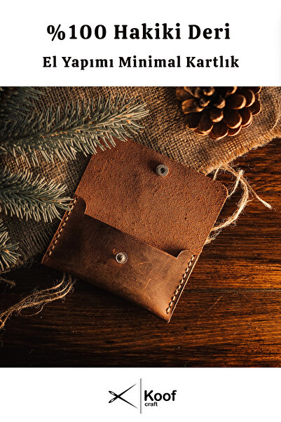 Koof Craft Rustic Snap 100% Genuine Leather Card Holder – Handcrafted Minimal Card Holder Wallet
