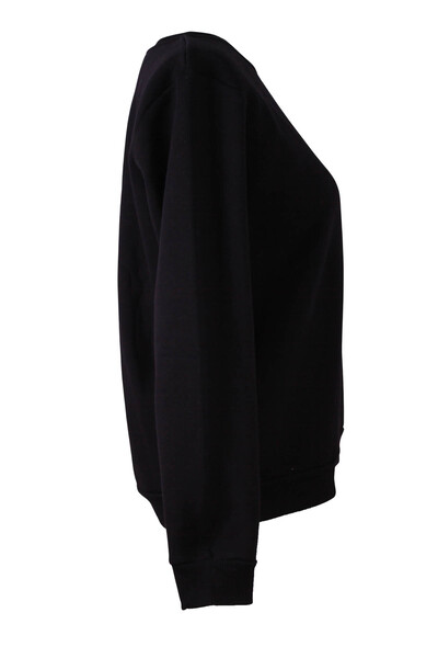 trender 3 İp Ş Fleece-Lined O Neck Black Women's Sweatshirt 26Kl71S95002
