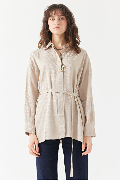 PAULMARK Women's patterned belted shirt