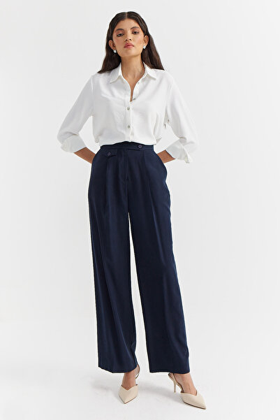 PAULMARK Pantaloni largi cu detaliu cu nasturi pentru femei