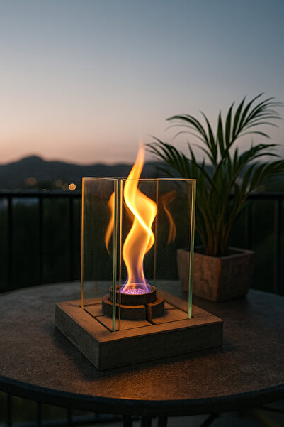 woodenatelier (Gri) - Bioethanol Şömine – Masaüstü Şömine – Dekoratif Şömine