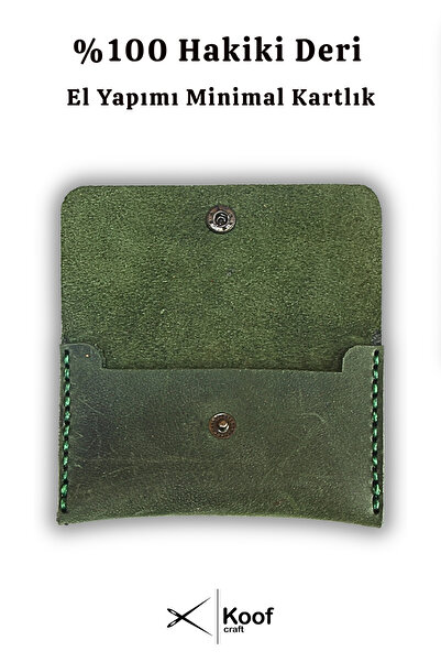Koof Craft Rustic Snap 100% Genuine Leather Card Holder – Handcrafted Minimal Card Holder Wallet