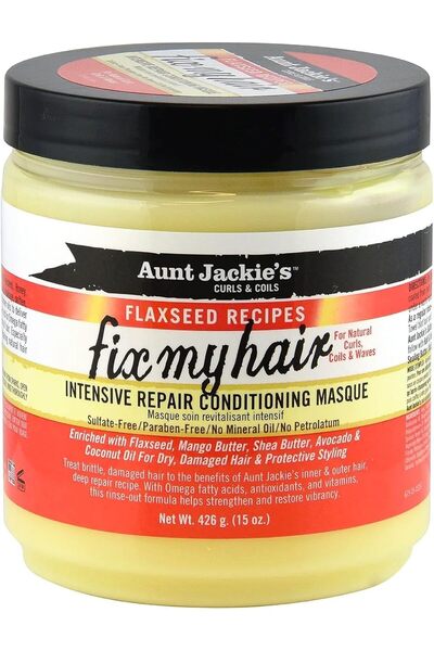 Aunt Jackie's قناع بذور الكتان لإصلاح الشعر بشكل مكثف، 15 أونصة