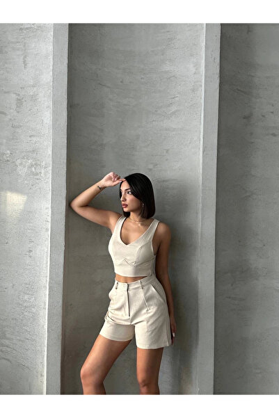 ZENGEZUR MALL MTXDPN Şortlu Keten Takım S255014 Bej (232647) (Beden: Xl)