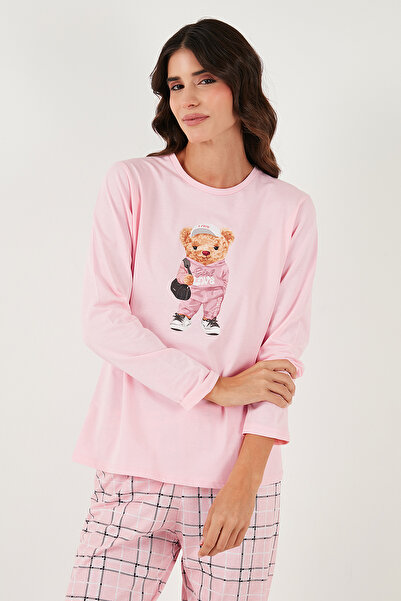 Lela Cotton Regular Fit Printed Crew Neck Pajama Set Pajama Set 65723313