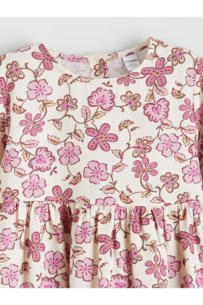 LC Waikiki Lcw Baby Ecru Patterned Girl's Dress and Vest