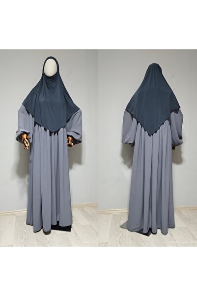 AHRAR tesettür Short Length Sandy Souffle Khimar Ready Made Hijab Scarf Smoked