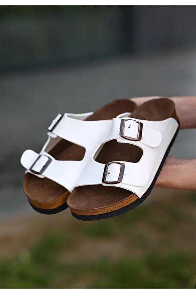 ZENGEZUR MALL Mtxdpn Rıno White Nubuck Slippers (00534) (Size: 37)