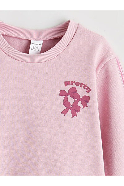 LC Waikiki Girls' Thick Sweatshirt and Sweatpants with Bow