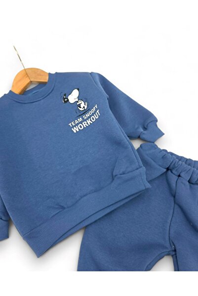 VOY KİDS Boys' Winter Thick 3-Thread Fleece-Lined Tracksuit Set for Ages 2-3-4-5 Years, Upper and Lower Parts Are Narrow Fit.