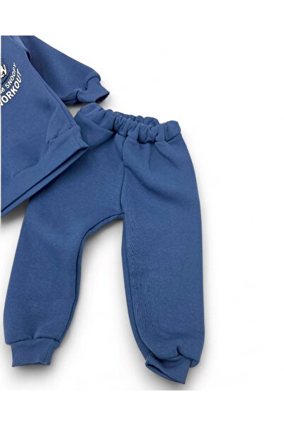 VOY KİDS Boys' Winter Thick 3-Thread Fleece-Lined Tracksuit Set for Ages 2-3-4-5 Years, Upper and Lower Parts Are Narrow Fit.