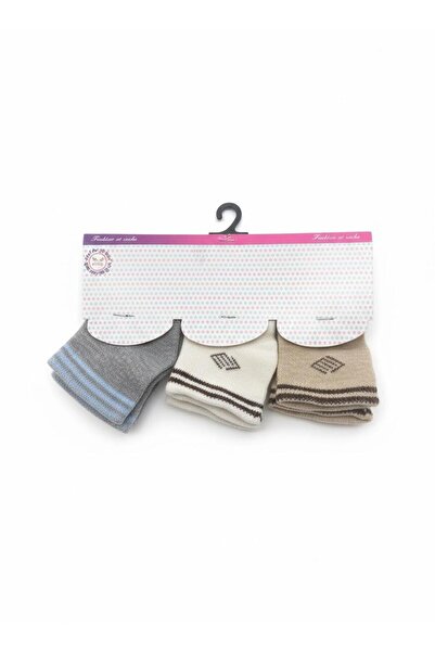 Masal Dünyası Bursa Baklava Patterned 0-3 Month Baby Boy Socks Set of 3