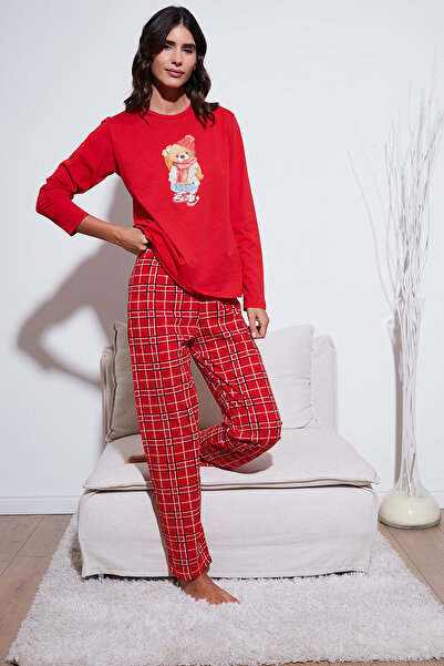 Lela Cotton Regular Fit Printed Crew Neck Pajama Set Pajama Set 65723313