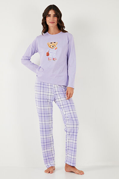 Lela Cotton Regular Fit Printed Crew Neck Pajama Set Pajama Set 65723314