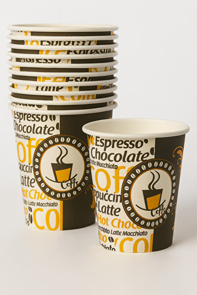 Özkan Ambalaj Temizlik 100 Pieces 8 oz 240 ml Cardboard Hot and Cold Soft Drink Cup Tea Cup