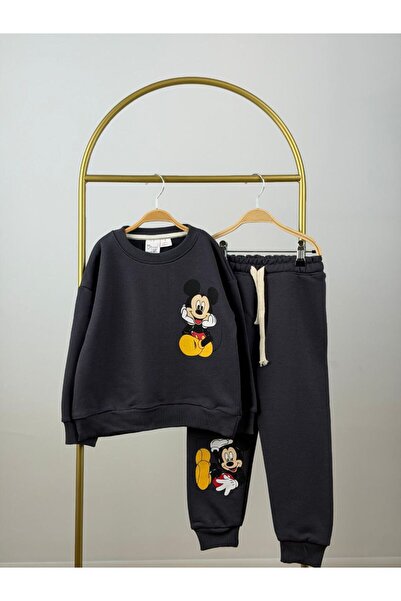 babymoon kids Crew Neck Long Sleeve Boys Character Patterned Sweatshirt and Sweatpants Bottom 2-Piece Set