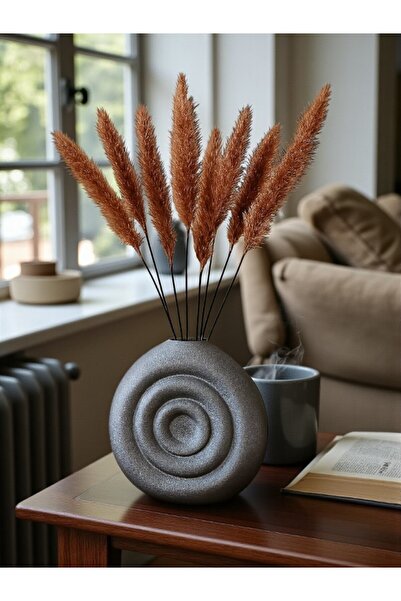 Dropcek eticaret 3d Özellikli Gri Renkli Bohem Tarz Beton Görünümlü Vazo Vega...