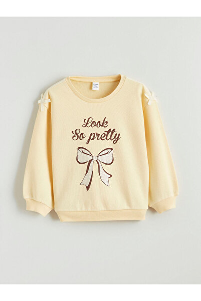 LC Waikiki Yellow Printed Girls' Sweatshirt and Pants 2-Piece Set