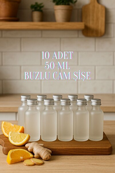 Tanemce 10Pcs Frosted Clear Glass Shot Bottle Leakproof Silver Metal Lid Fragrance Ornament Multi-Purpose Bottle 50ml