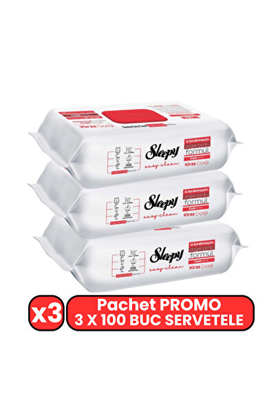 Sleepy Pachet Promo 3 X 100 Buc Servetele Umede Cherry Blossom Otet Bicarbonat