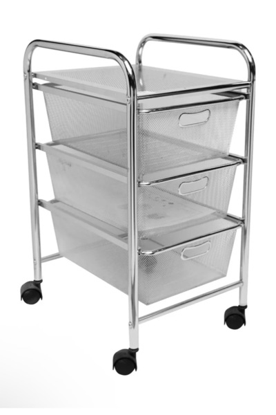 cc bin shihon عربة اكسسوارات للتخزين متنقلة بثلاثة أدراج شبكية حل التنظيم الس...