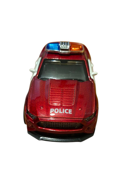 Vision XXI Ford Police Car, Metal Model, Diecast, Scale 1:32, Spring Mechanism, 12 cm, Red